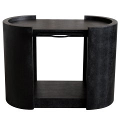 Snake Embossed Leather & Glass Side Table by Karl Springer, Signed