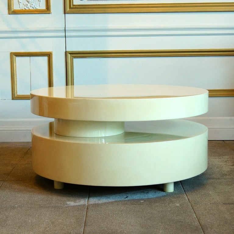 Lacquered Goat Skin Coffee Table, Attributed to Aldo Tura. Extends to 42