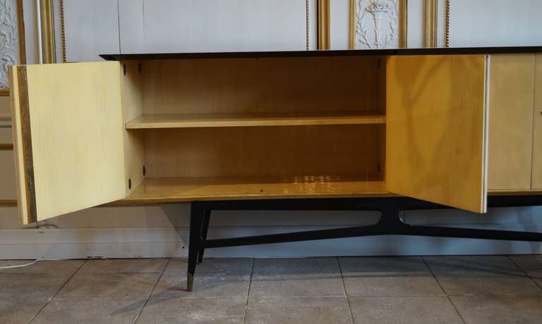 French 1950's Sycamore And Ebonized Wood Buffet / Bar 1