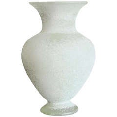 White Scavo Style Murano Vase, Signed Seguso Vetri