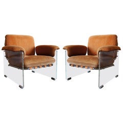 Pair of Lucite and Chrome "Argenta" Lounge Chairs by Pace