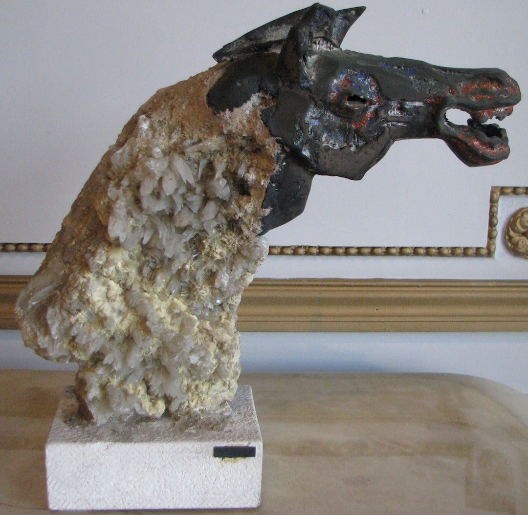 Quartz and enamel horse sculpture.