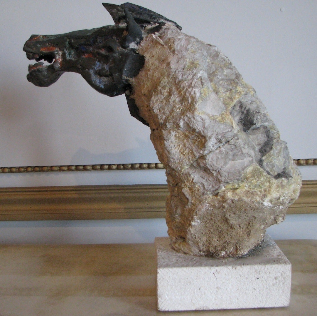 French Quartz and Enamel Horse Sculpture