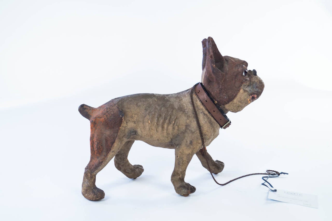 Rare Papier Mâché Sculpture of a Dog, France, 1920s In Good Condition In Los Angeles, CA