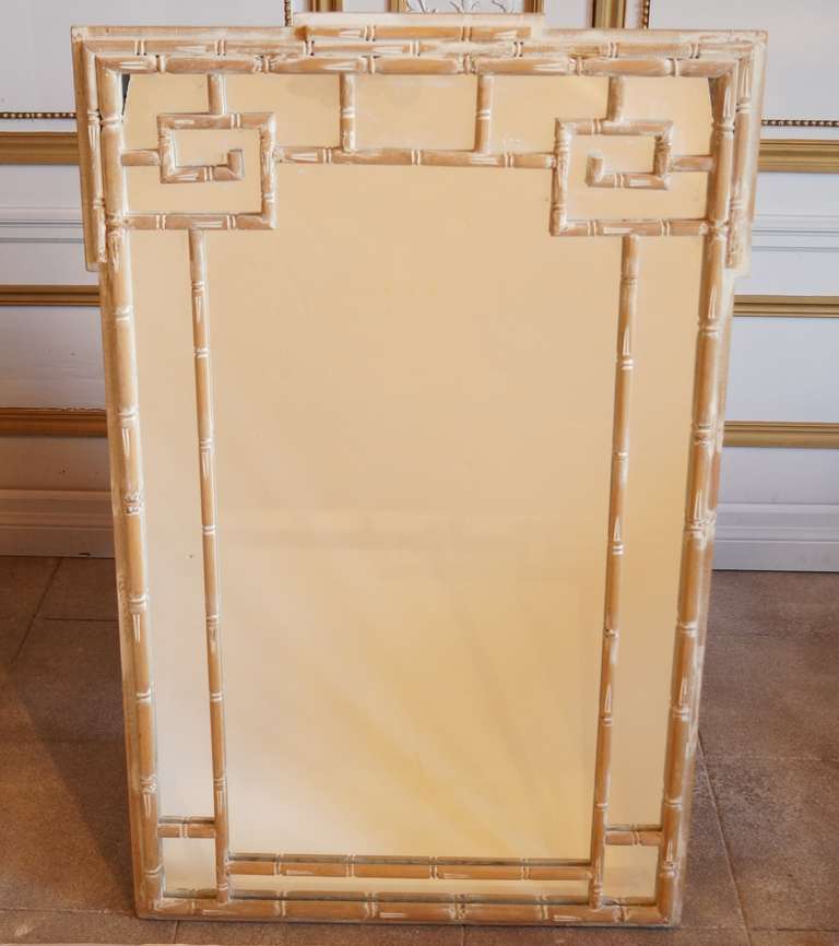 American Painted Faux Bamboo Frame Mirror Attributed to William Haines, USA 1960s