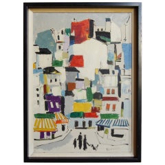 Painting of Buildings, Framed and Signed by Sante Monachesi