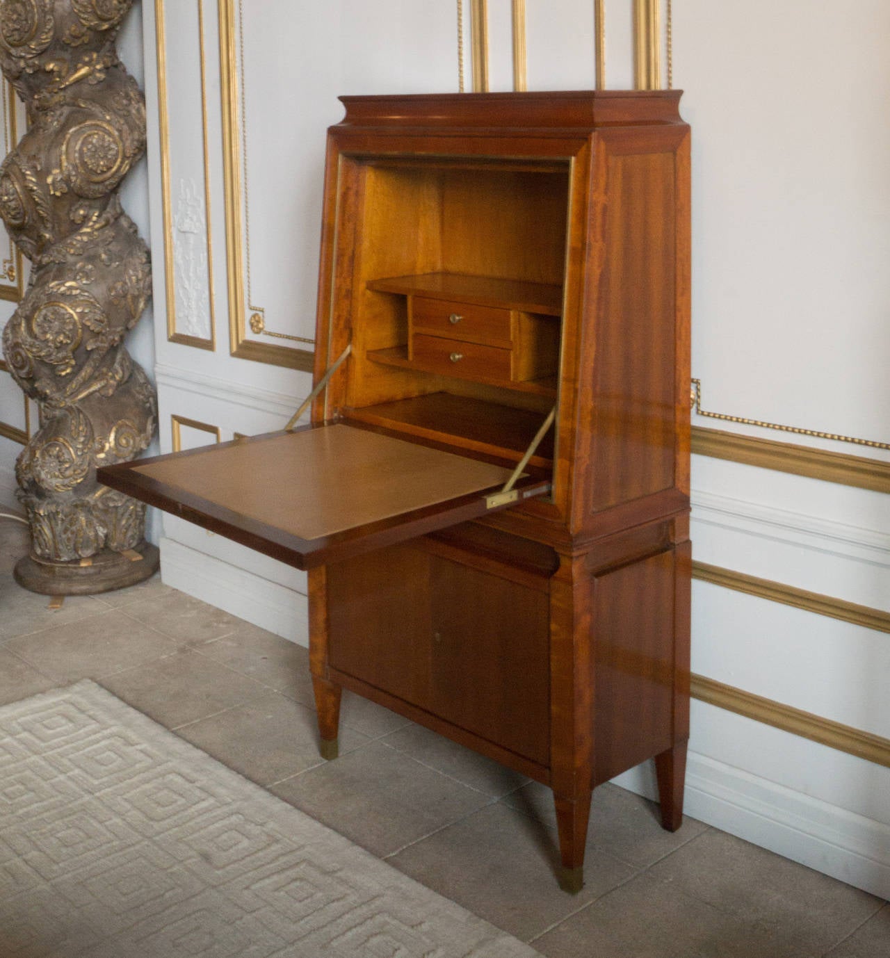 Mahogany Secretary by Andre Arbus, France, 1940 In Good Condition For Sale In Los Angeles, CA