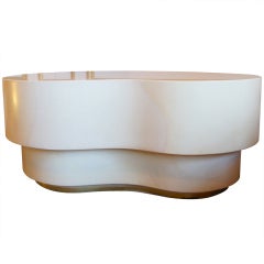 Cream Lacquered Kidney Shaped Coffee Table