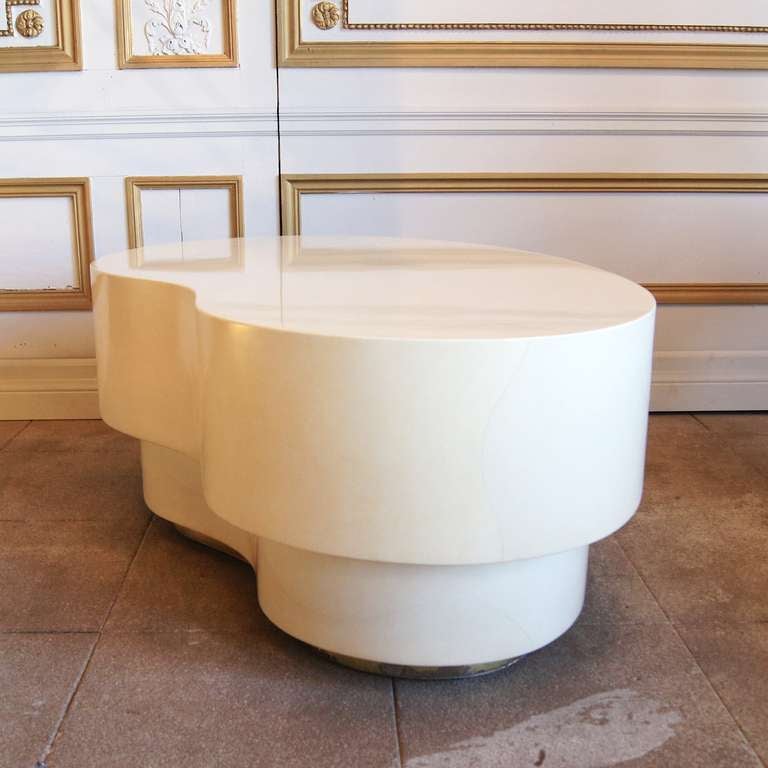 Late 20th Century Cream Lacquered Kidney Shaped Coffee Table