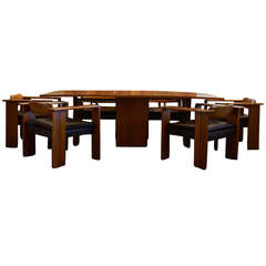 Rare Afra & Tobia Scarpa Dining Table and six armchairs, Italy, 1980