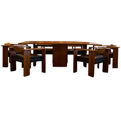 Rare Afra 
Tobia Scarpa Dining Table and six armchairs, Italy, 1980