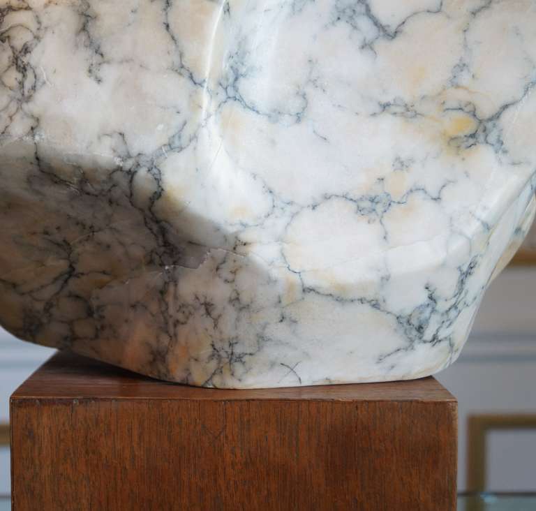 Late 20th Century Marble Sculpture on Wood Base