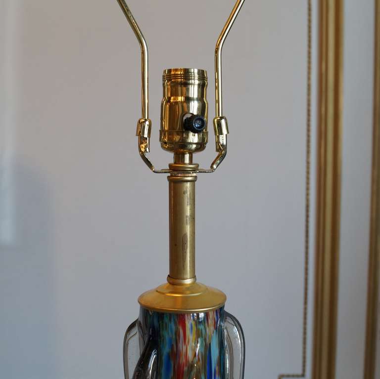Rare Murano Handblown Glass Sculptural Lamp, Italy, 1950s In Excellent Condition In Los Angeles, CA