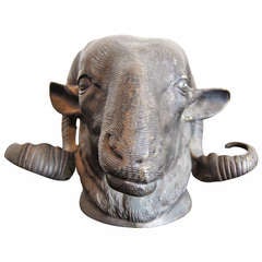 Bronze Rams Head Sculpture, Early 20th C
