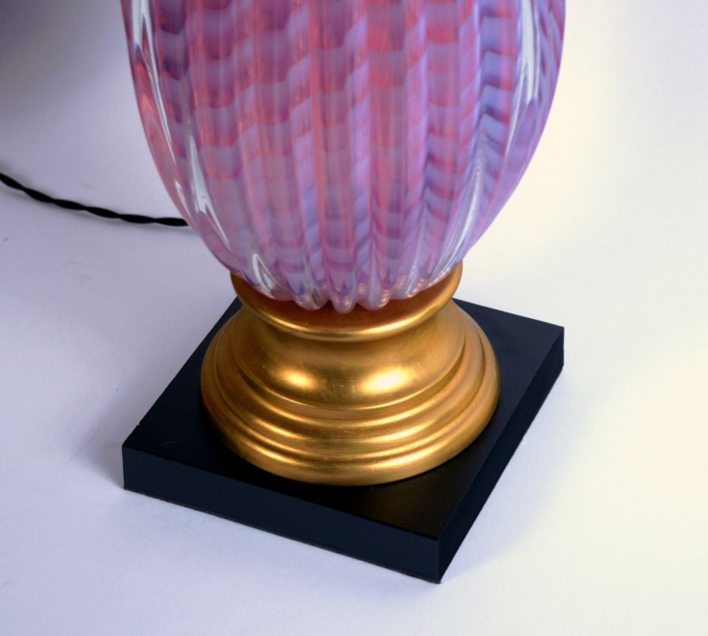 20th Century Pair of Opalina Rosa Murano Glass Lamps By Seguso