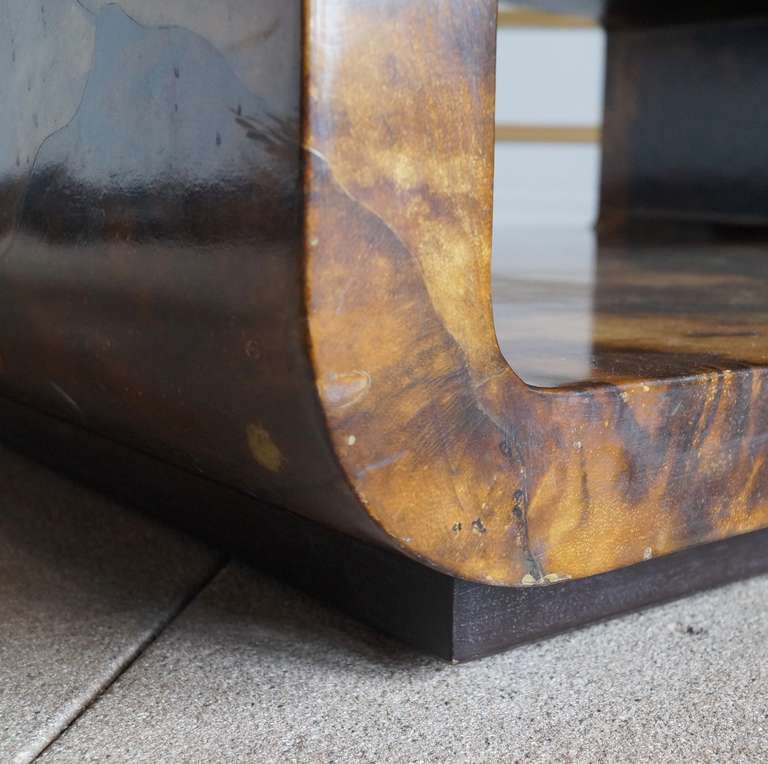 American Lacquered Parchment Coffee Table by Karl Springer, USA, 1970s