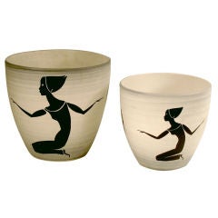 Set of 2  Sevres Ceramic Cache Pots by Henri Milet