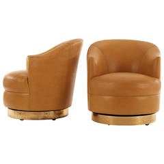 Pair of Karl Springer Swivel Chairs, USA 1970s
