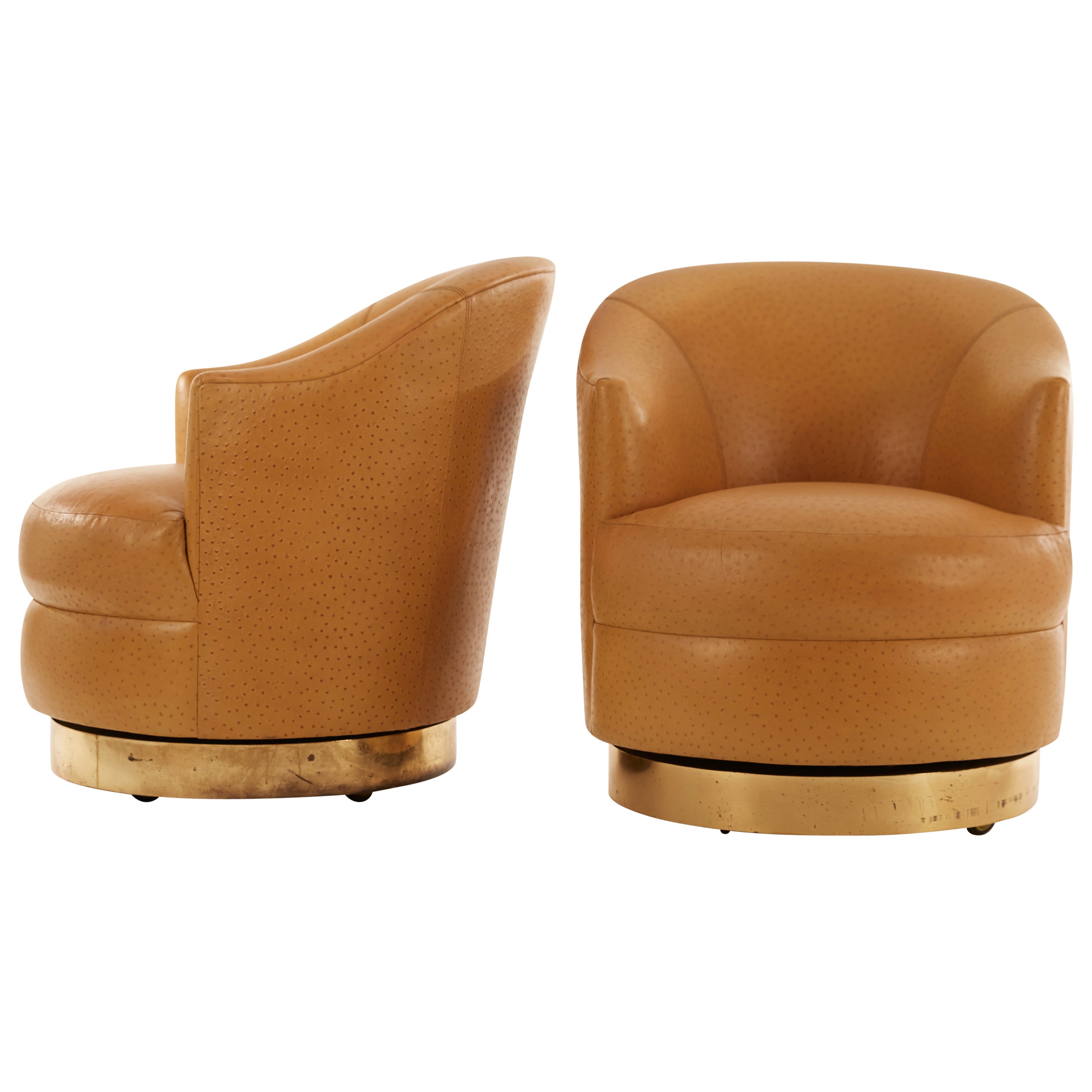 Pair of Karl Springer Swivel Chairs, USA 1970s