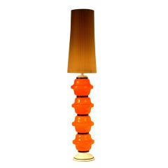 Italian Orange Coloured Glass Table/Floor Lamp