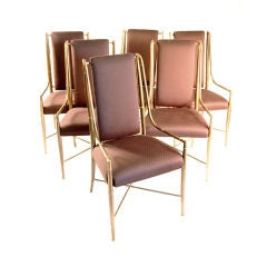 Mastercraft Set Of 6 Brass Dining Chairs
