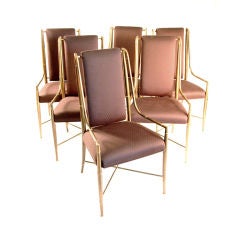 Mastercraft Set Of 6 Brass Dining Chairs Mastercraft Set Of 6 Brass Dining Chairs
