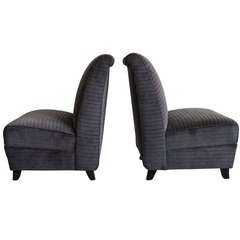 Rare Pair of Eugene Schoen Custom Designed Slipper Chairs