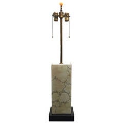 Retro Faux Marble Reverse Painted Glass Lamp, USA, 1970's