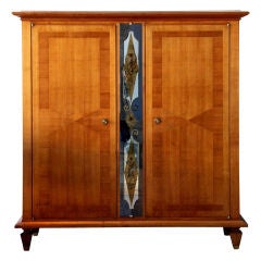 French Fruitwood & Verre Eglomise Armoire
