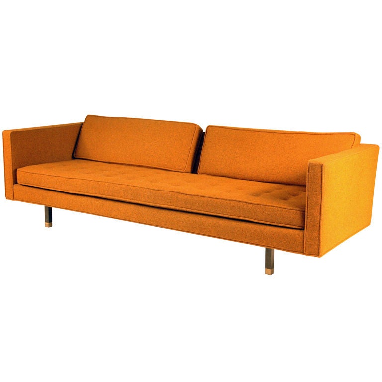 Harvey Probber Sofa On Wood Legs With Brass Sabots at 1stdibs