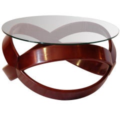 Italian Beech & Glass Top Bentwood Round Side/coffee Table