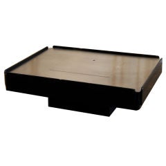 Vintage Black Lacquer And Steel Coffee Table By Vico Magistretti