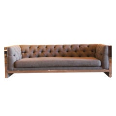 Milo Baughman Chrome Sofa With New Upholstery