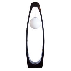 Black Lacquer, Aluminum And Opaque Glass Floor Lamp