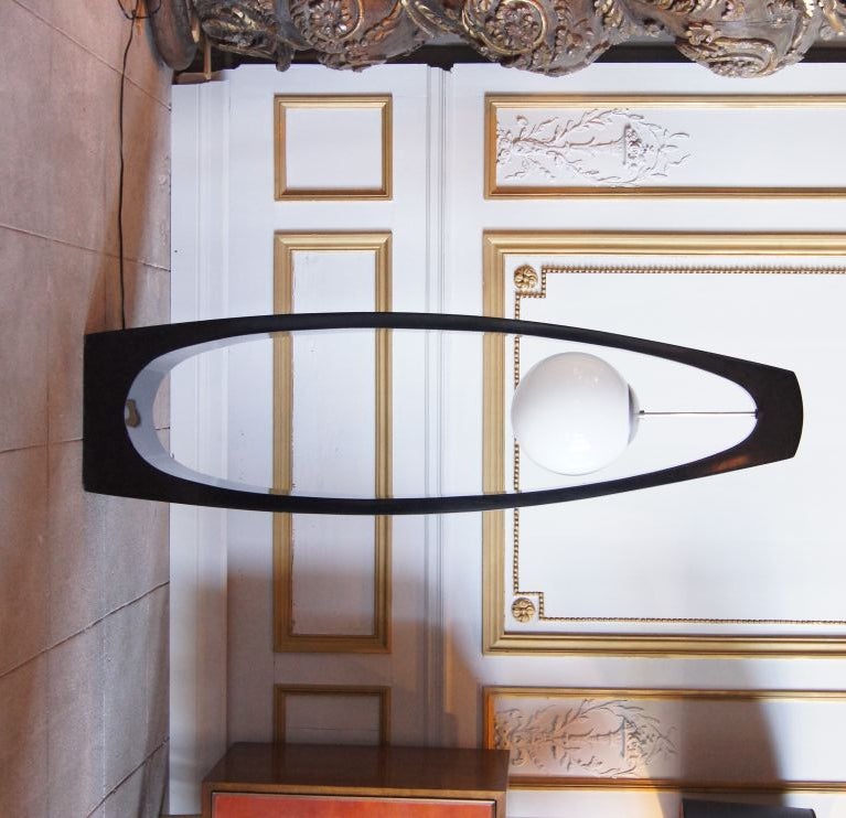 Black Lacquer, Aluminum And Opaque Glass Floor Lamp