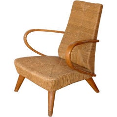 French bent wood and Raffia Armchair