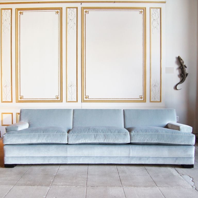 Custom 50's inspired curved sofa with grid welt by Denman Design for Habite.

Sit back and relax. This 50’s inspired curved sofa brings all elements together, creating a continuation of comfort within any space. It was designed to be seen from