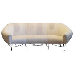 Curved Iron and Brass Base Sofa, Italy, 1960's