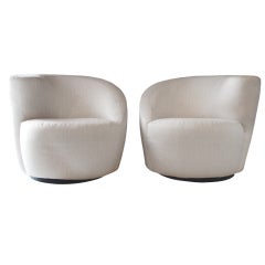 Pair of Vladimir Kagan Nautilus Swivel Lounge Chairs Pair of Vladimir Kagan Nautilus Swivel Lounge Chairs