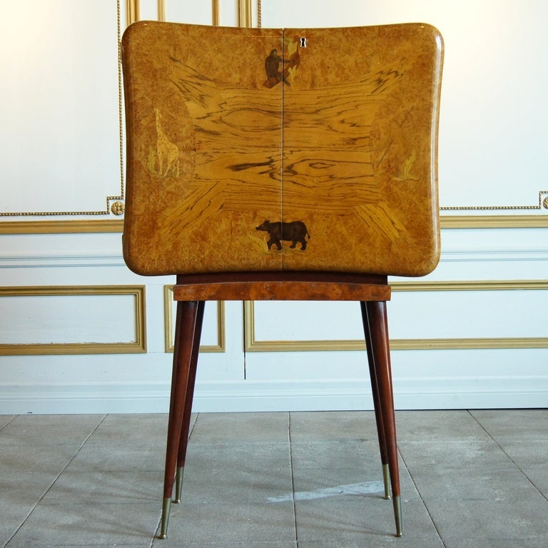 Italian Marquetry Cabinet/Dry Bar, 1960's