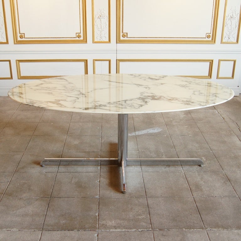 Chrome and Marble Dining Table by Florence Knoll