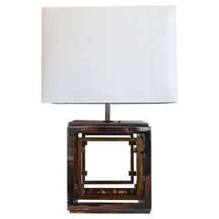 Polished Steel 
Bronze Lamp by Romeo Rega, Signed, Italy, 1960s