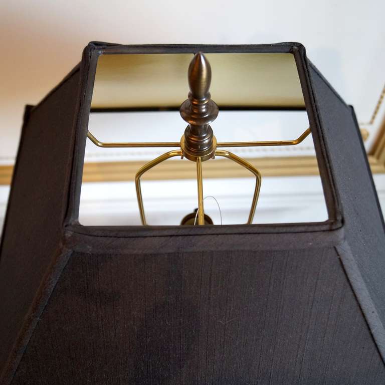 Leather and Brass Table Lamp by Jacques Adnet, France, 1960's In Good Condition In Los Angeles, CA