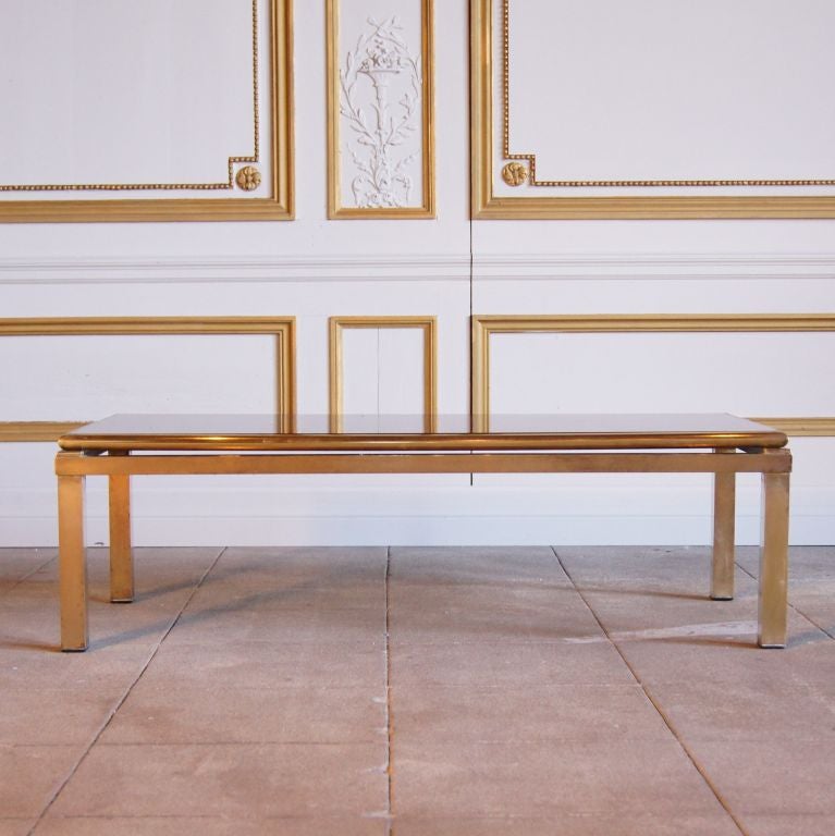 Coffee Table With Burnt Orange and Gold Reverse Painted Glass