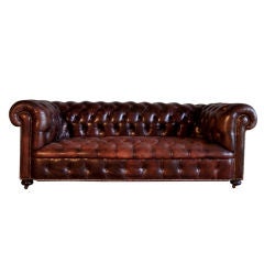 Antique Cognac Leather Chesterfield Sofa