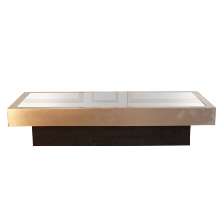 Brushed Steel and Black Glass Coffee Table