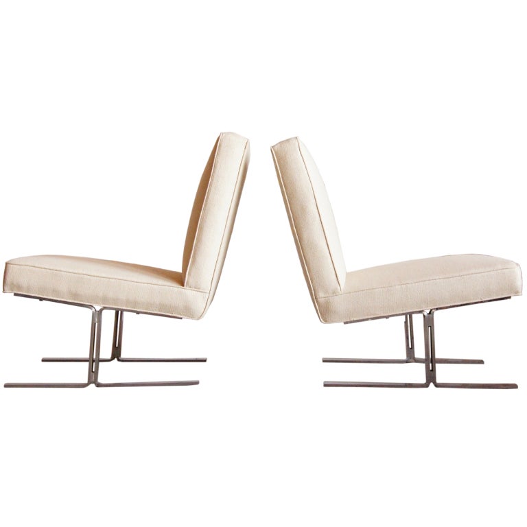 Pair of Steel Base Slipper Chairs