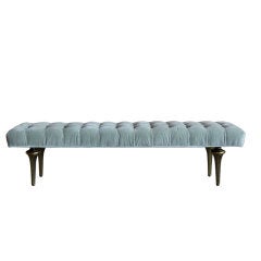 Upholstered Bench with Brass Legs, Italy