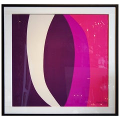 Framed Jacques Fath Abstract Silk Scarf