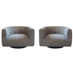 Pair of Swivel Barrel Chairs by Brian Kane